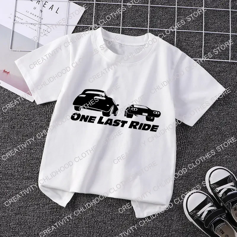 Fast and Furious Children T-shirt Kawaii Racing Print T Shirts Cartoon Casual Clothes Anime Kid Girl Boy Fashion Tops Streetwear