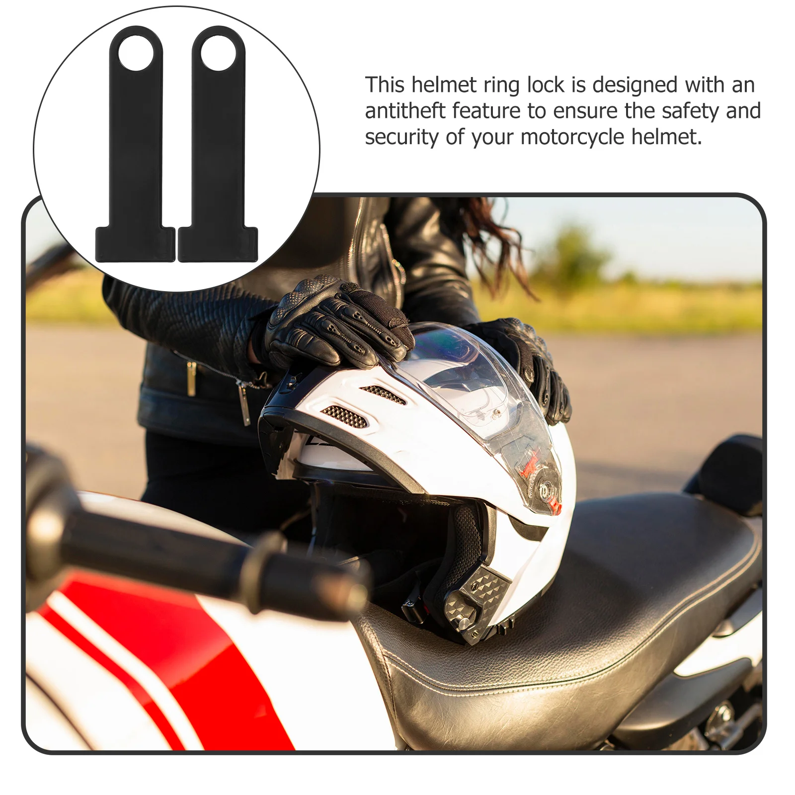 

1Pair Universal Motorcycle Ring Lock Solid Iron Anti-Theft Strap Lock Extension Motorcycle Ring Locks
