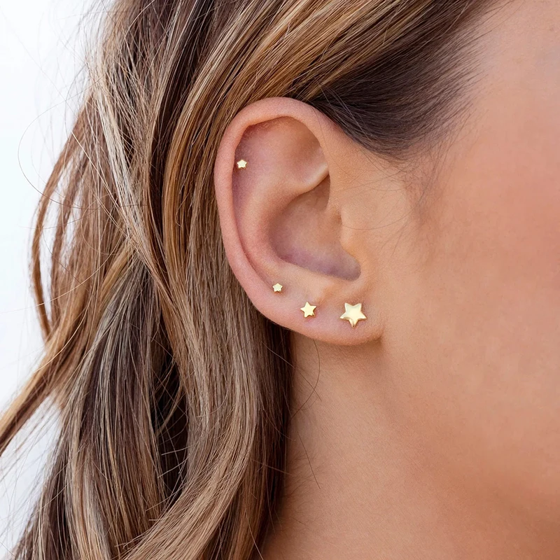 925 Sterling Silver Ear Needles star/moon/heart-shaped Exquisite small Stud earrings Simple Pierced Earrings For Women Jewelry
