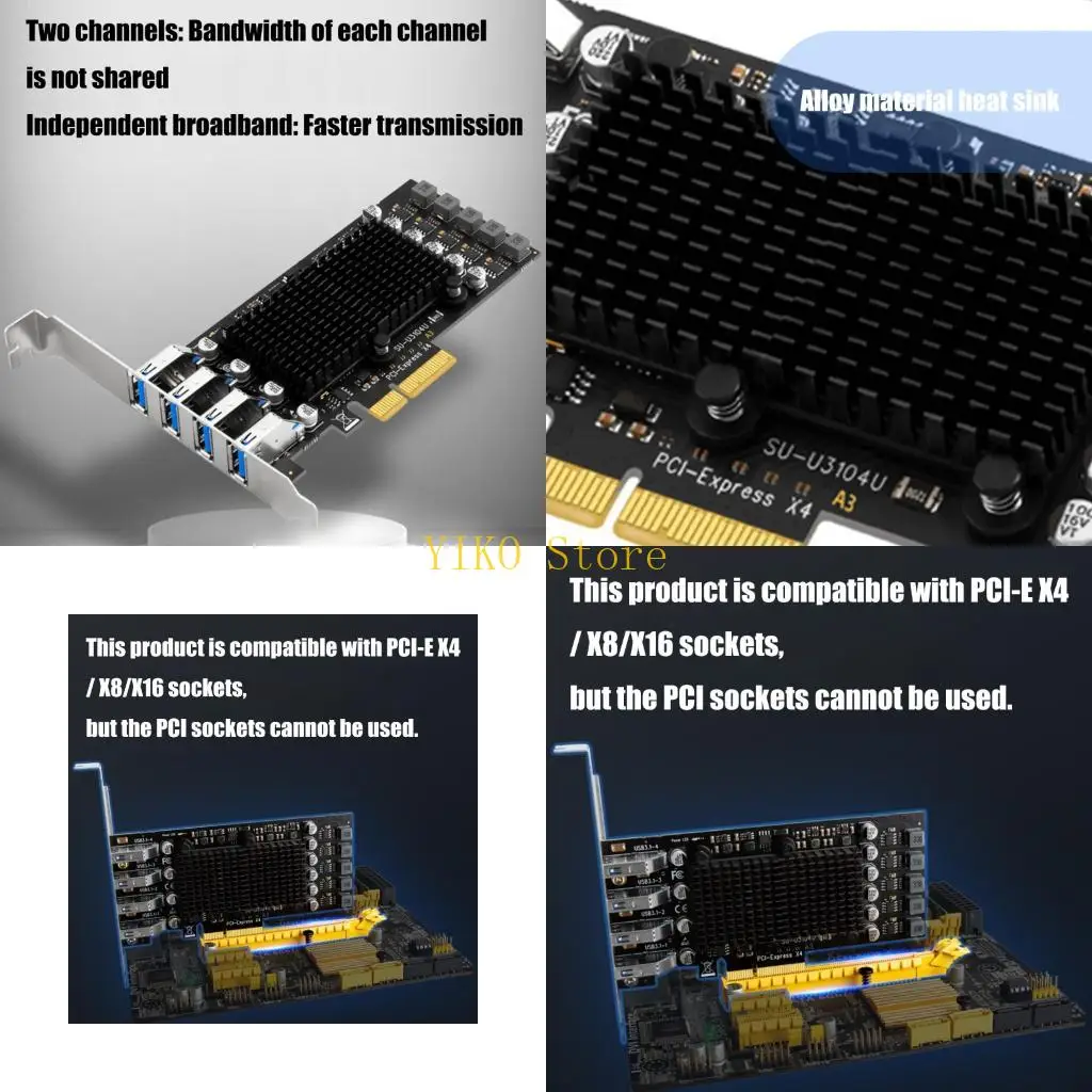 K32C PCIE Card USB 4 พอร์ต USB ตัวคูณ PCIe ถึง USB 3.2 10GBPS USB3.2 การ์ดขยาย