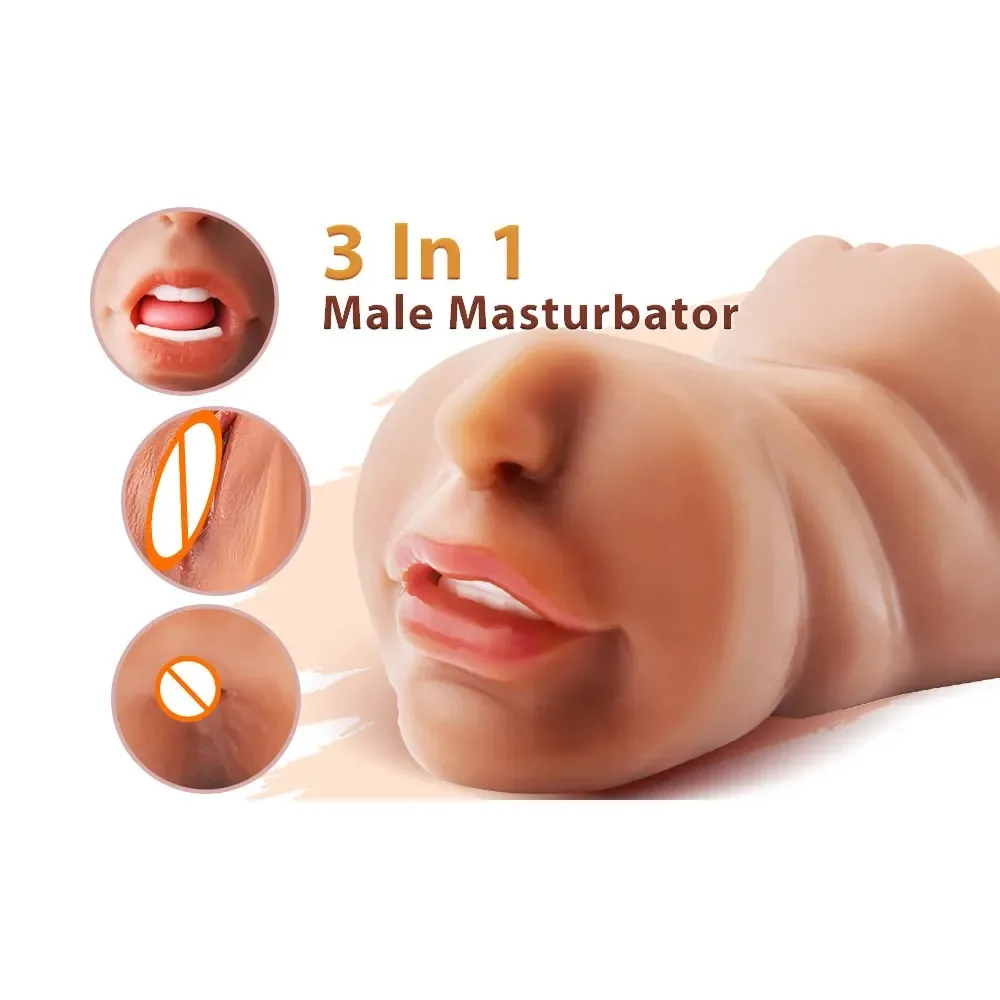 QUBANLV 3D Artificial Vagina Male Masturbators Cup Realistic Vaginal Real Vagina Anal Soft Ass Sex Toys for Men Masturbation