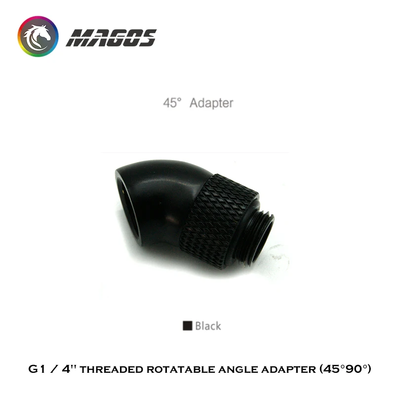 암에서 수 피팅으로 회전 가능한 F-M PC 수냉 커넥터, 블랙, 실버, 골드, 화이트, G1, 4 인치, 45, 90 도