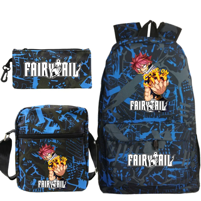 Anime Fairy Tail Backpack Shoulder Bags Pencil Case 3pcs/set Boys Girls Casual Schoolbag Men Travel Knapsack Back To School Gift