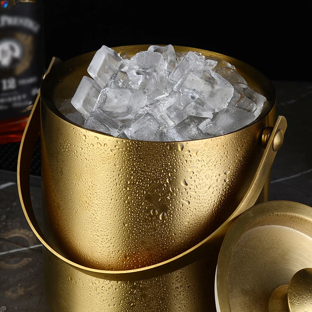 Enjoy Cold Drinks Anytime Convenient Stainless Steel Ice Bucket Drinking Experience Easy