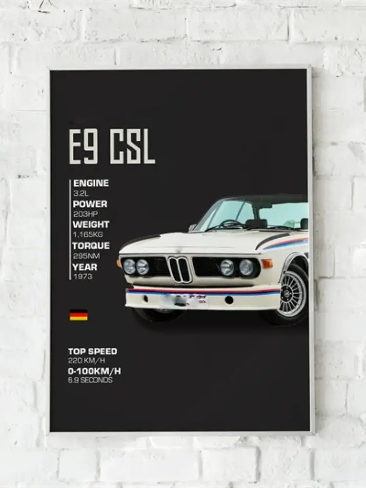 Luxury Supercar Poster Aesthetic M5 GTR Csl Sport Racer Speed Car Canvas Print Perfect for Wall Art Office Garage Room Decor