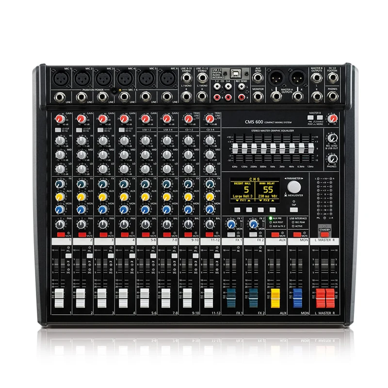 CMS600-3 Professional Mixer 8-channel Compact Mixing System with Headphone Monitoring for Stage Performance Sound