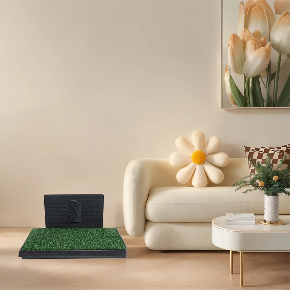 

Многоразовый тренировочный коврик-газон для собак с большим лотком и защитой от брызг, идеально подходит для маленьких и средних собак