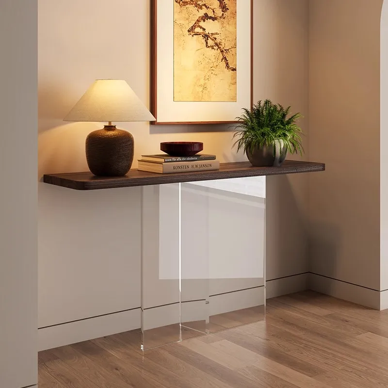 

North American black walnut porchacrylic long strip few solid wood strip case decoration against the wall antique home desk