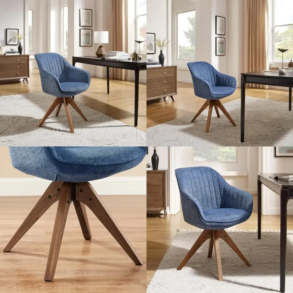 

Современное тканевое вращающееся кресло середины века на дубовых ножках, без колес