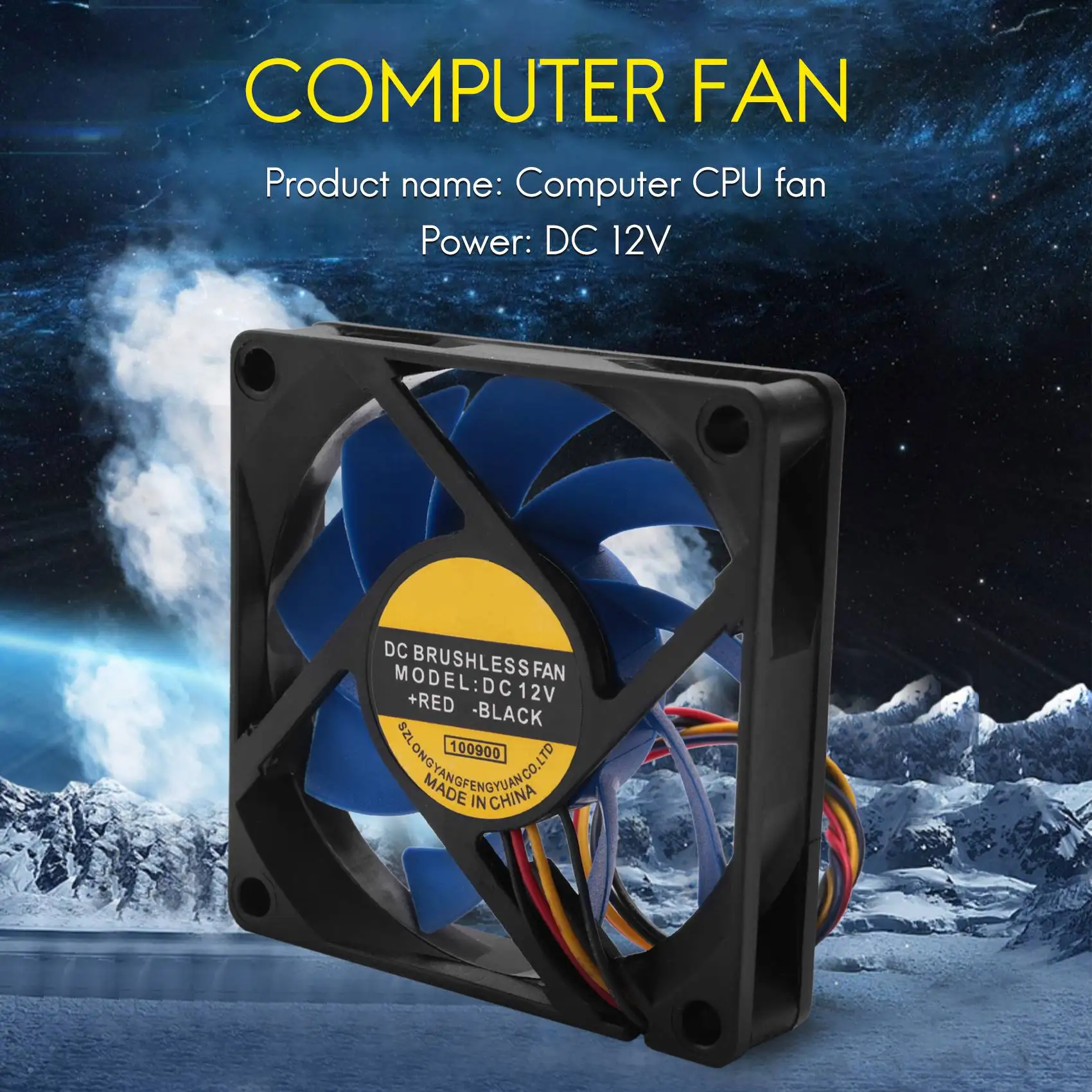 Boîtier d'ordinateur CFM PWM CPU PC Fan, bleu et noir, 12V DC 32, 70mm, 4 broches
