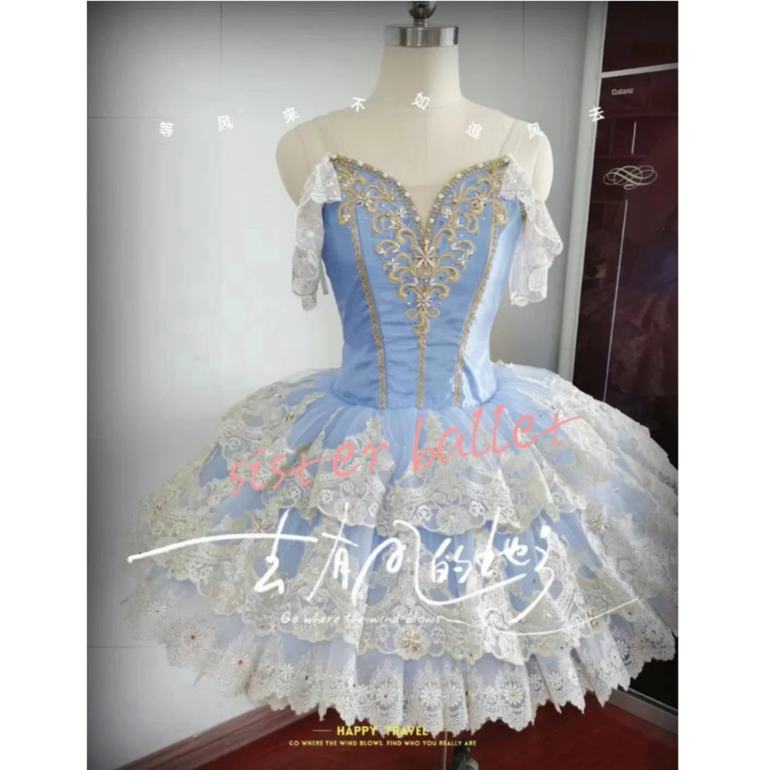 

Little Princess TUTU dress personal custom professional blue fairy dress show competition clothing for adults and children