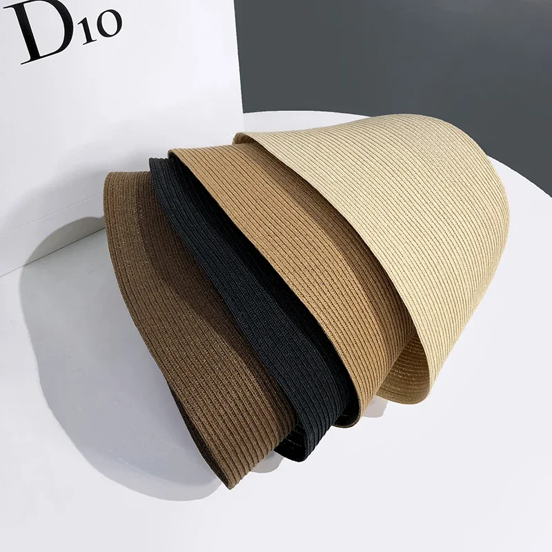 السيدات الصيف كل مباراة الظل القش قبعة عطلة قبعة باردة شاطئ البحر صياد قبعة طوي اليابانية جرس على شكل وعاء قبعة الإناث #4