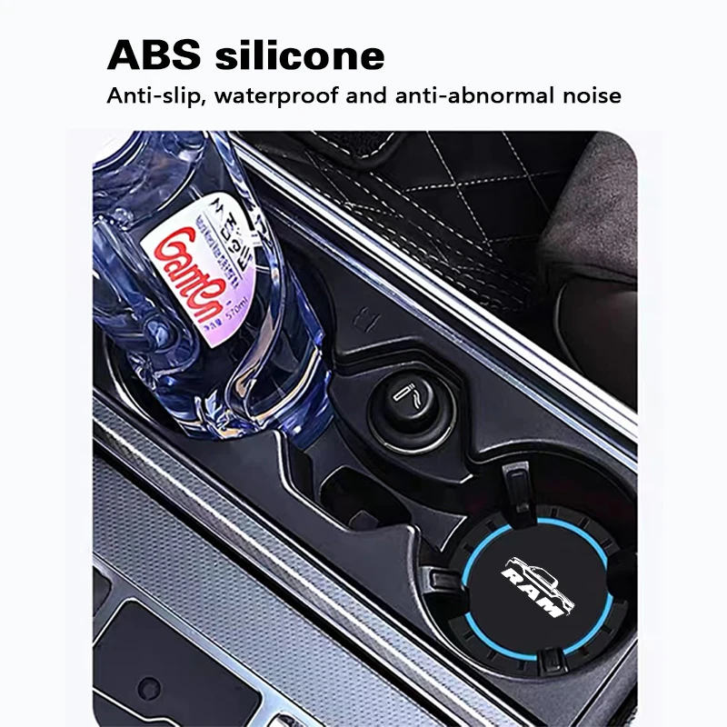 2pcs Car Water Cup Slot Protective Mat Silicone pad For Dodger RAM  Auto Non-slip mat accessories