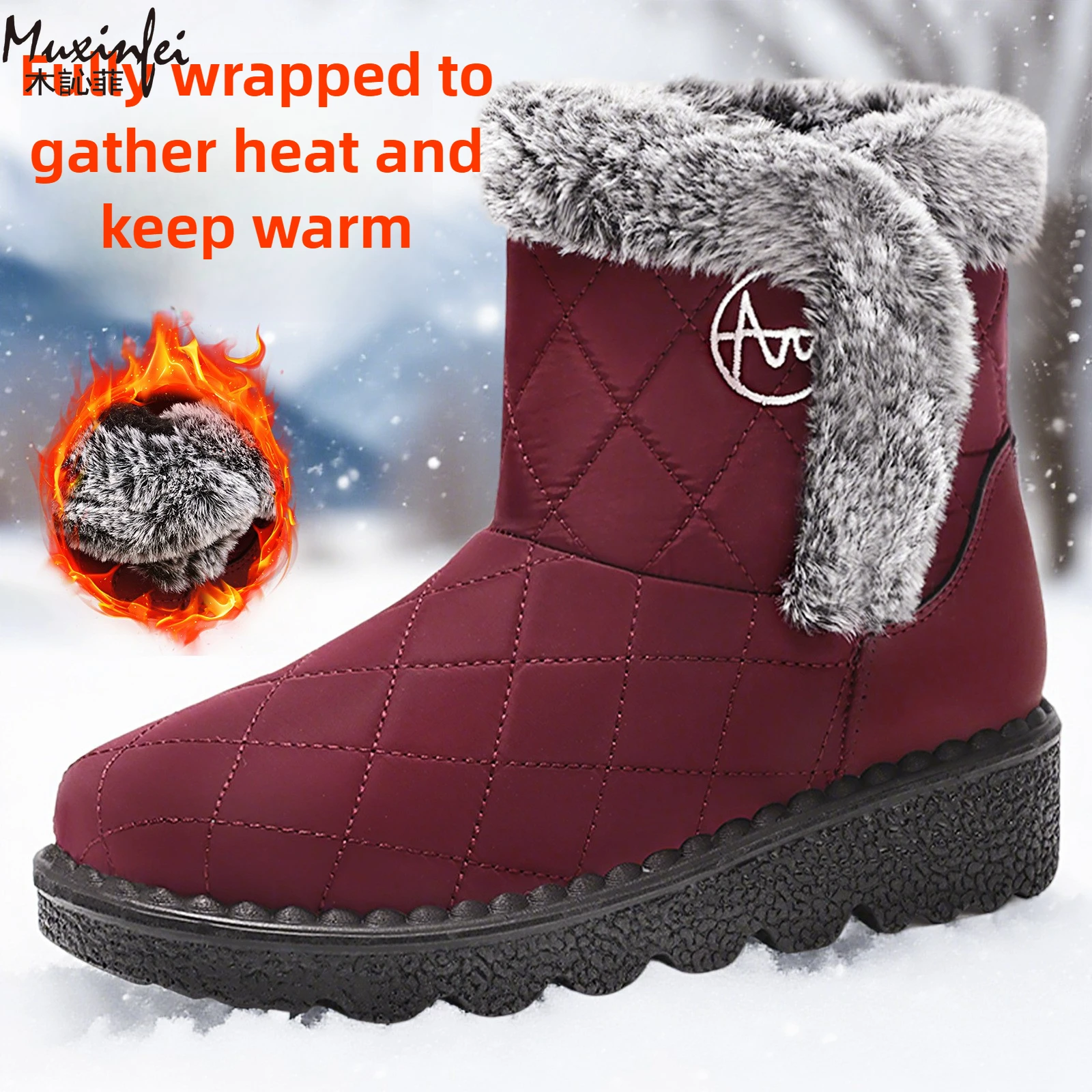 

Women's winter snow boots, women's fluffy waterproof boots, midsole cotton shoes, thickened warm and fashionable cotton boots