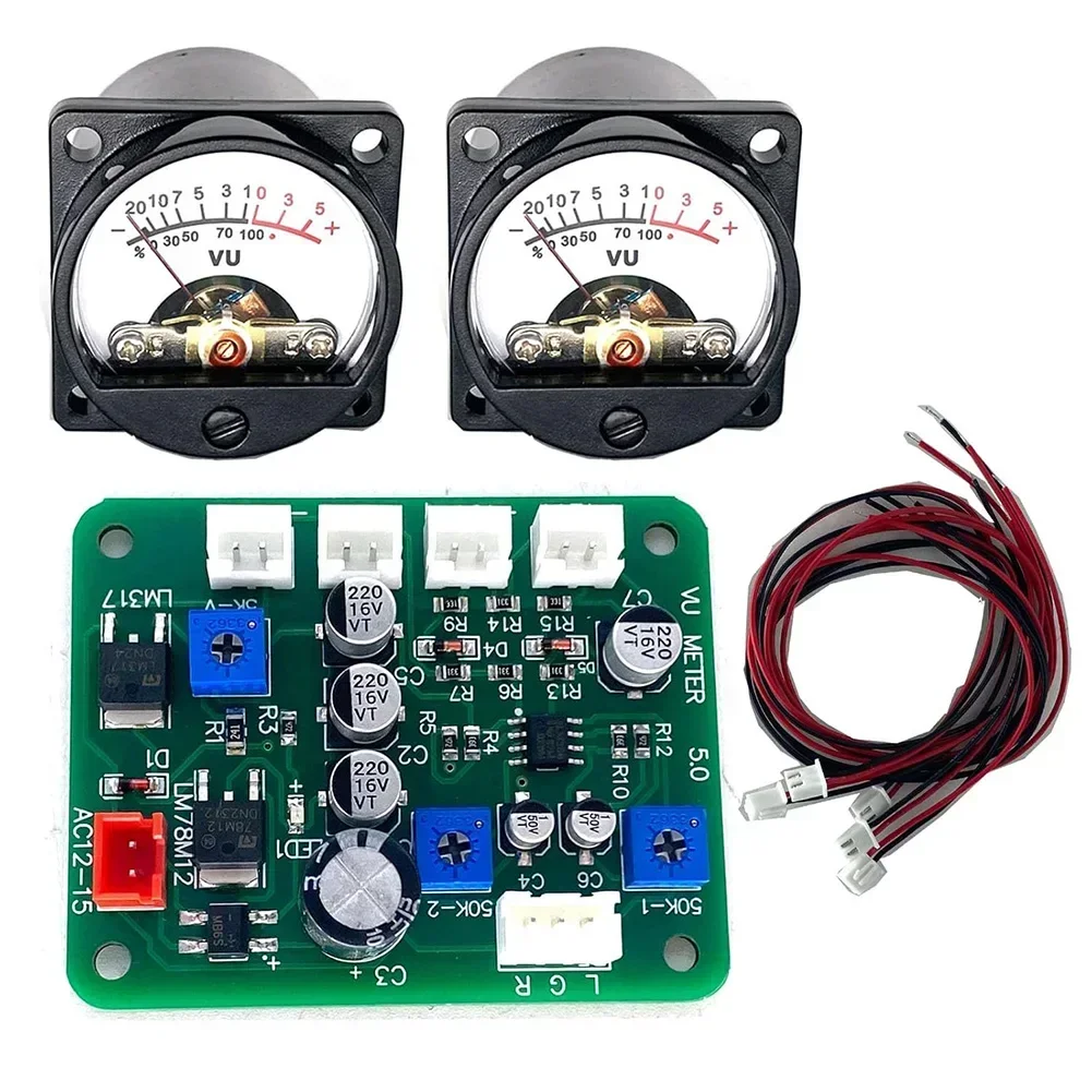1 Set 35mm VU Meter Audio Level Indicator Backlight + Audio Level Driver Board Volume Meters Driver Board Connecting Cable