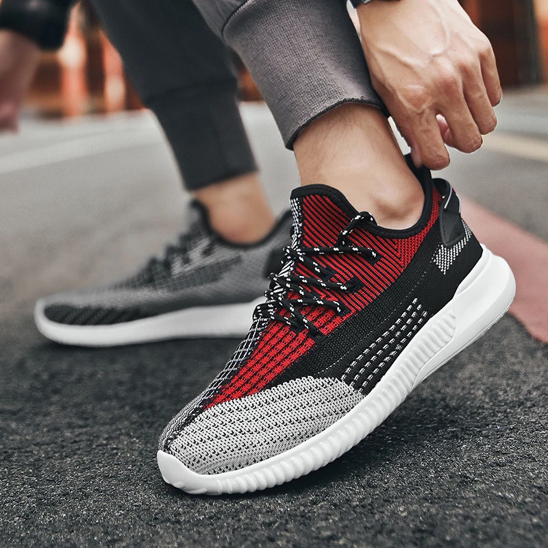 New Xiaomi Youpin Men Casual Shoes Fly Woven Mesh Lightweight Breathable Running Sneakers Lace-Up Non-Slip Fashion Walking Shoes