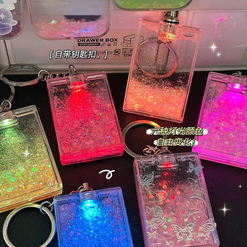 Luminescent Fluid Clear Brick Acrylic Polco Kpop Guka Girl Stickers Idol Photo Decoration DIY Photocard with Keychain