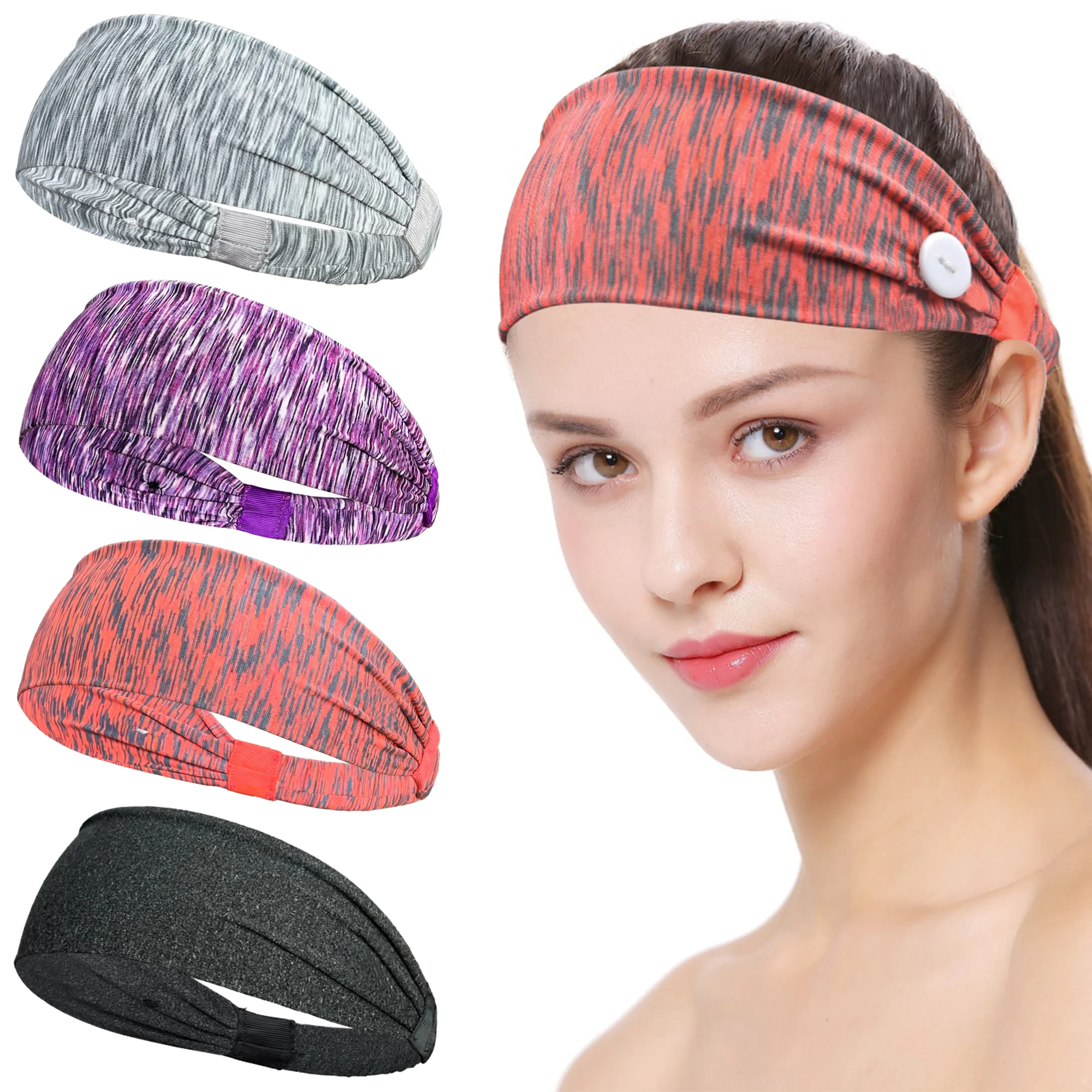 4Pcs Ultra-Thin Sports Headbands For Woman Gym Yoga Sweat Hair Bands Soft Elastic Hairbands Stretch Outdoor Sport Sweatbands