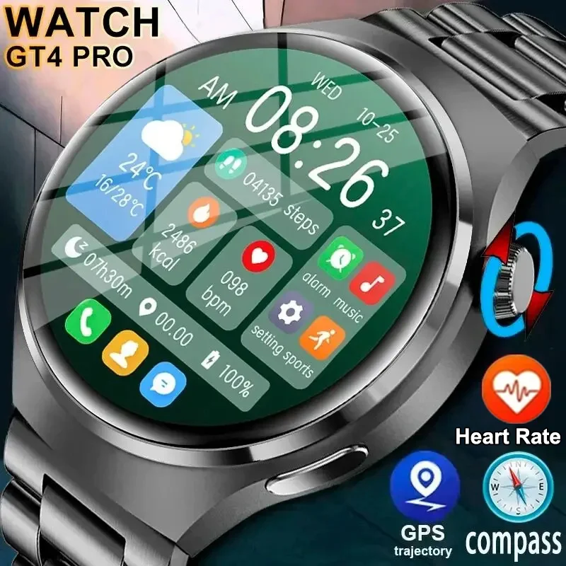 

2024 New GPS Tracker Smart Watch Men For Huawei Xiaomi GT4 PRO AMOLED Screen Bluetooth Call NFC IP68 Waterproof Sport Smartwatch