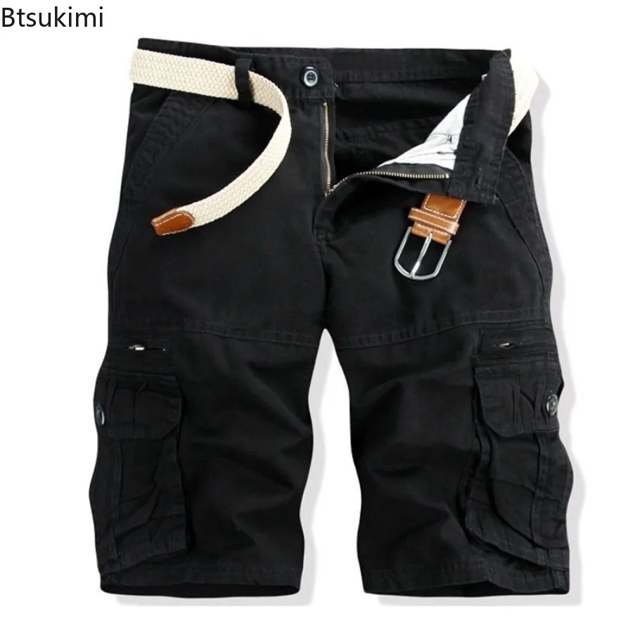 New 2025 Men's Cotton Cargo Shorts Summer Casual Shorts Mens Multi Pocket Knee Length Pant Fashion Streetwear Shorts for Men