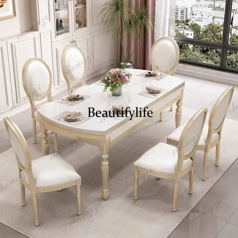 A68Style Items Dining Tables Base Decorations Party Luxury Set Dining Tables Extending Expandable Mesas Comedor Furniture For Ho