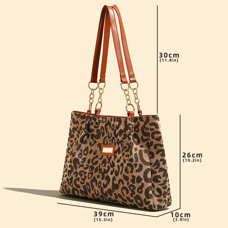 Shoulder Bag For Women Leopard Print Cheetah Large Shopping Female Luxury Designer Bucket 2023 New Trend Travel Party Handbags