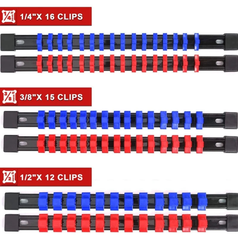 Imagem -05 - Soquete Organizador Bandeja Rack Titular Métrica Sae Vermelho Azul Titular Dropshipping Peças