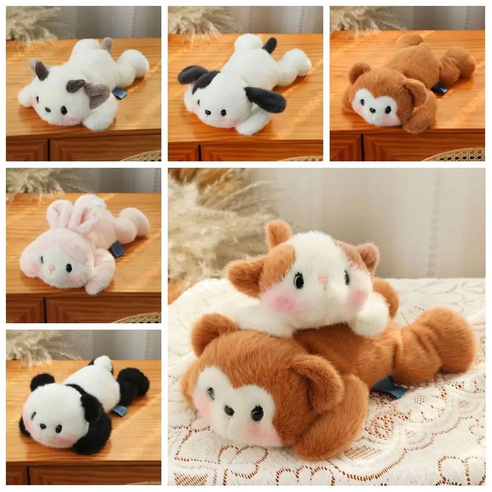 

Creative Lying Posture Rabbit Plush Doll Cat Fluffy Simulation Animal Toy Soft PP Cotton Stuffed Panda Doll Christmas