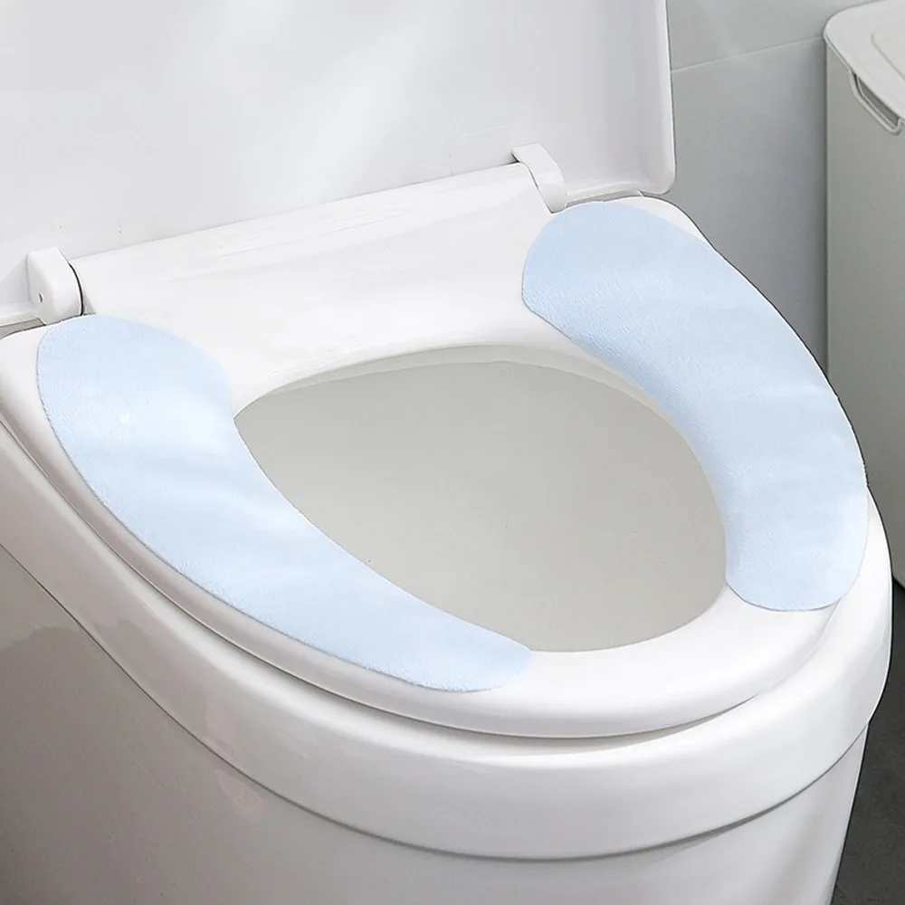 2 Pack Washable Toilet Seat Cushion Blue Crystal Velvet Material Toilet Seat Cover Cut-to-Fit Soft Toilet Seat Pad Bathroom