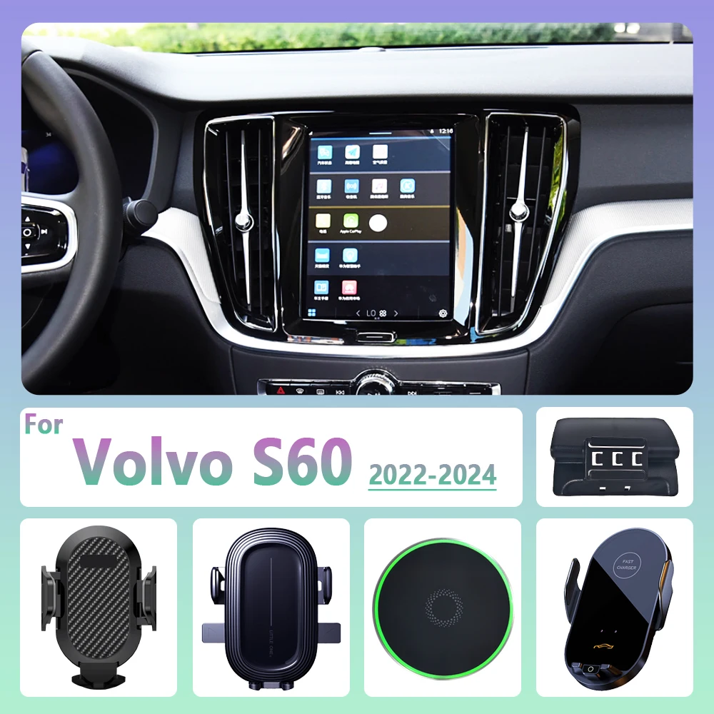 

For Volvo S60 2022 2023 2024 Car Phone Holder Wireless Charging Magnetic Phone Holder Car Magsafe Support Accessories