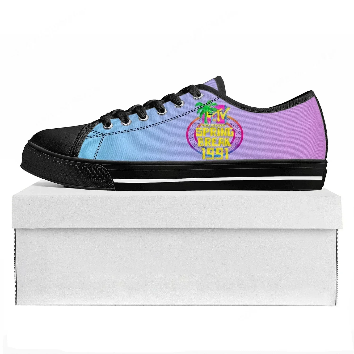 MTV Spring Break 1991 Low Top Sneakers Mens Womens Teenager Canvas Sneaker  Prode Casual Couple Shoes Custom Shoe view 2