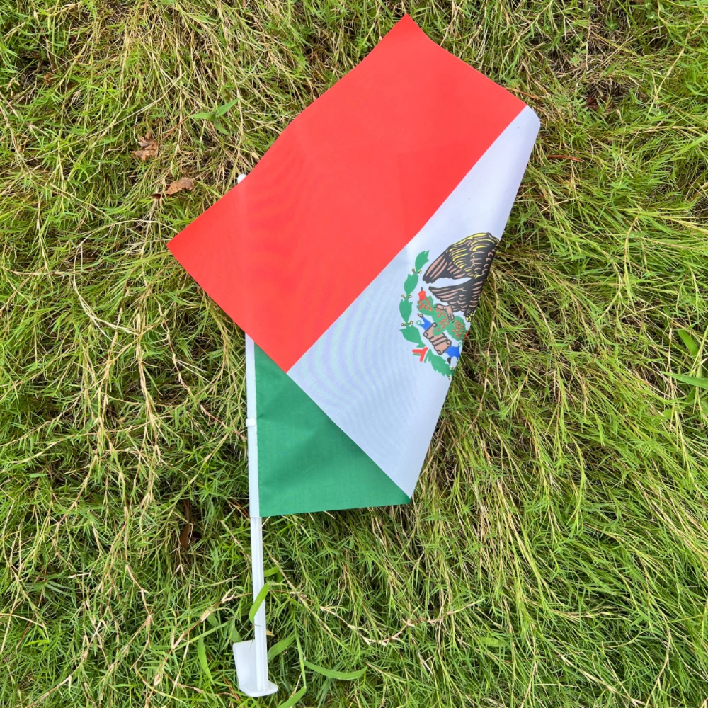 Mexican car flag 30x45cm Mexico car waving Flagdecoration with plastic tagpole12x18 ft