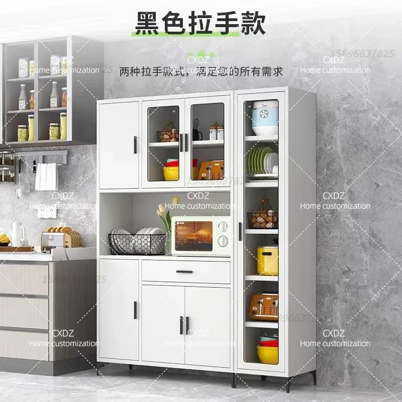 304 Stainless Steel Side Cabinet Kitchen Storage Cupboard for Microwave Oven Pots and Tea Household Organizer Shelf