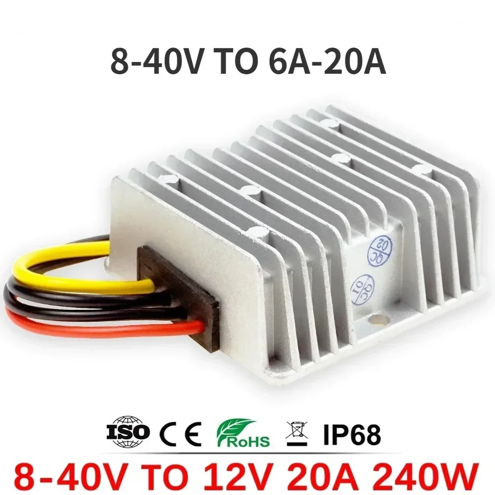 

8-40V to 12V 20A 15A 10A 6A Boost-Buck DC DC Converter Step-down Step-up Voltage Stabilizer Car Boat Power Supply Regulator