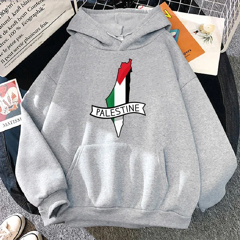 Unisex Autumn Winter Vintage Casual Pullover Sweatshirts Palestine Hoodie Fashion Women Harajuku Aesthetic Retro Graphic Hoodies