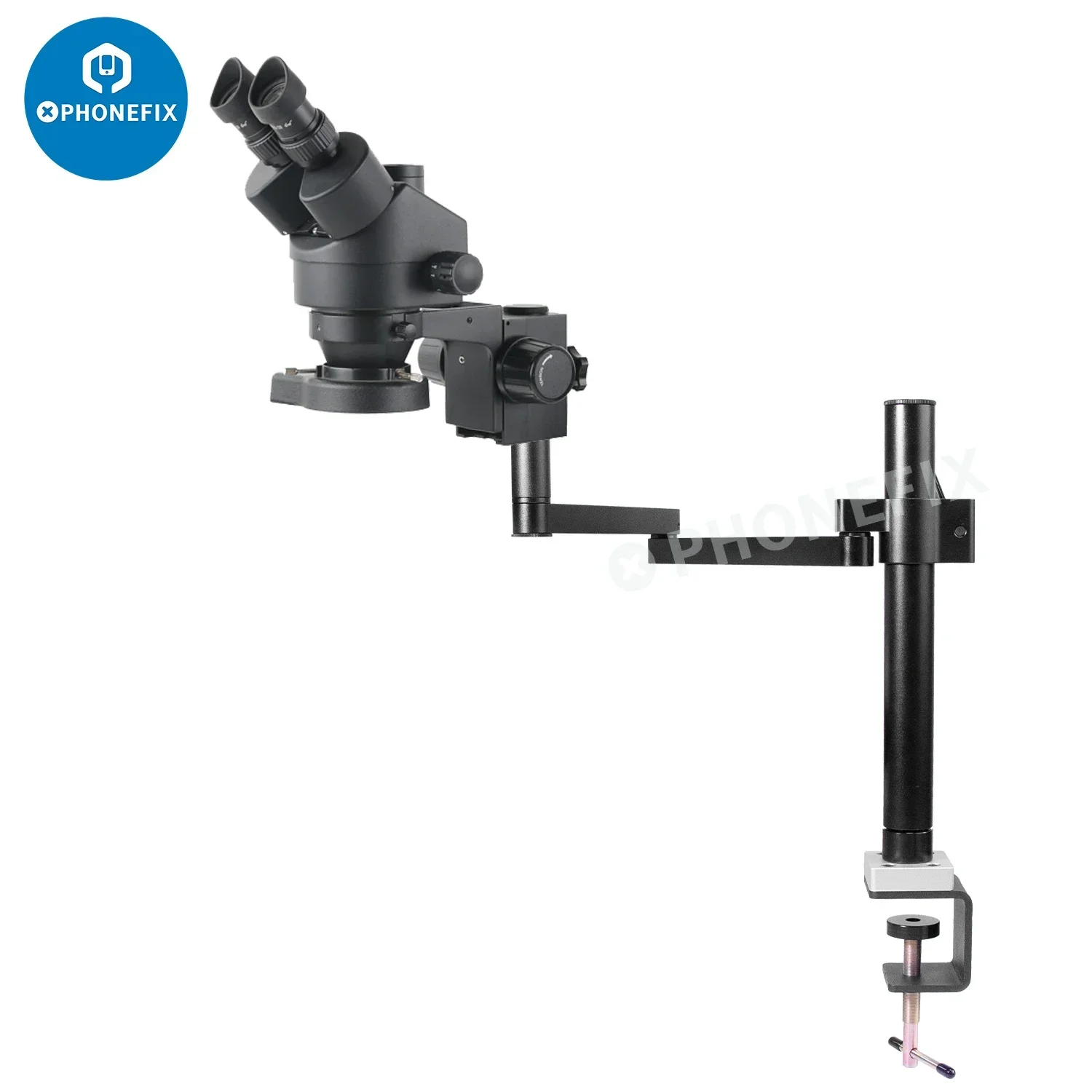 Imagem -04 - Articulando Braço Rotativo Desktop Clamp Stand Ajustável Focando Suporte para Trinocular Binocular Stereo Microscopio 50 mm 76 mm