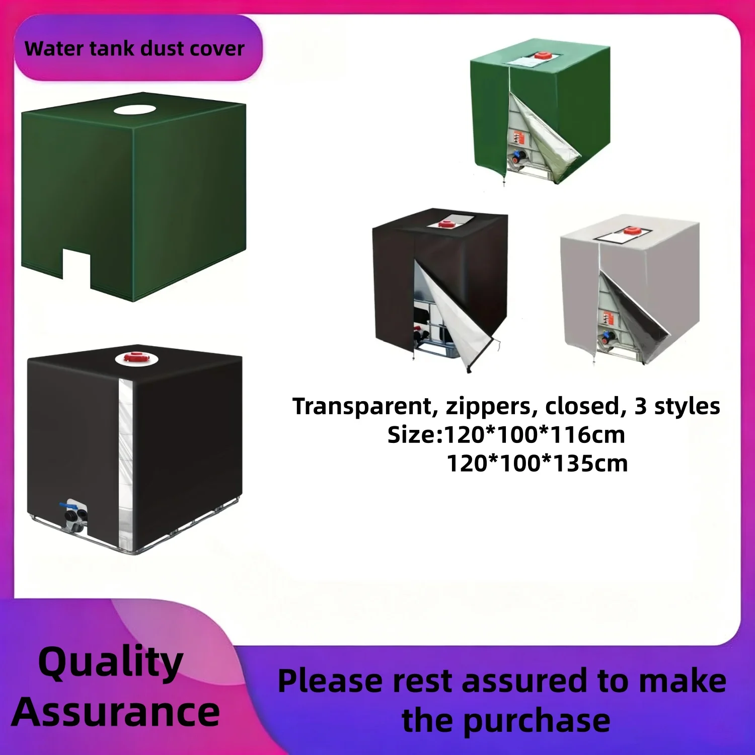 

275-Gal IBC Tote Lid, Durable Polyester Green Cover w/ Access Flap & Reinforced Edges for Garden Water Tanks