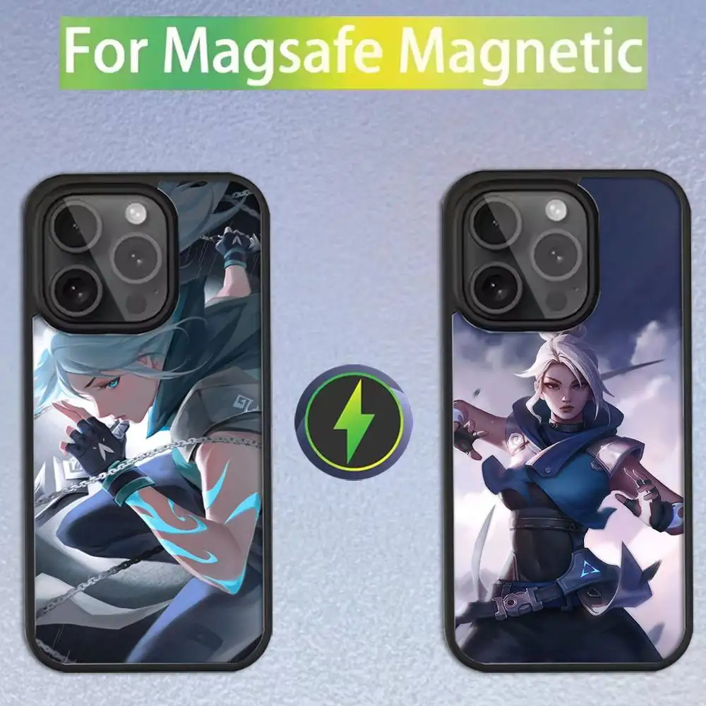 

Чехол для телефона Game V-VALORANT Jett для iPhone 16,15,14,13,12,11, Pro, Max, Plus, Mini, SE Magsafe с магнитной беспроводной зарядкой