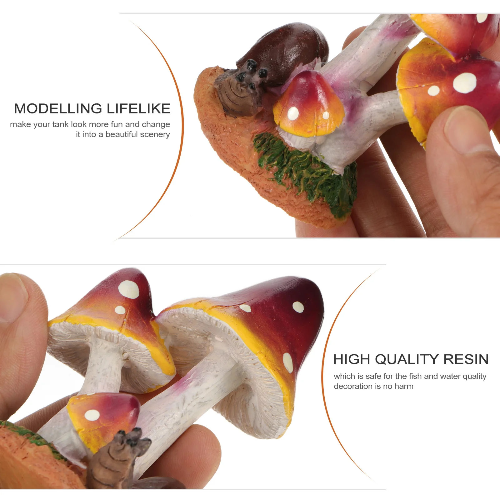 Patung Jamur Siput Resin Dekorasi Akuarium Tangki Ikan Miniatur Taman Rumput Pot Ornamen Jamur Resin