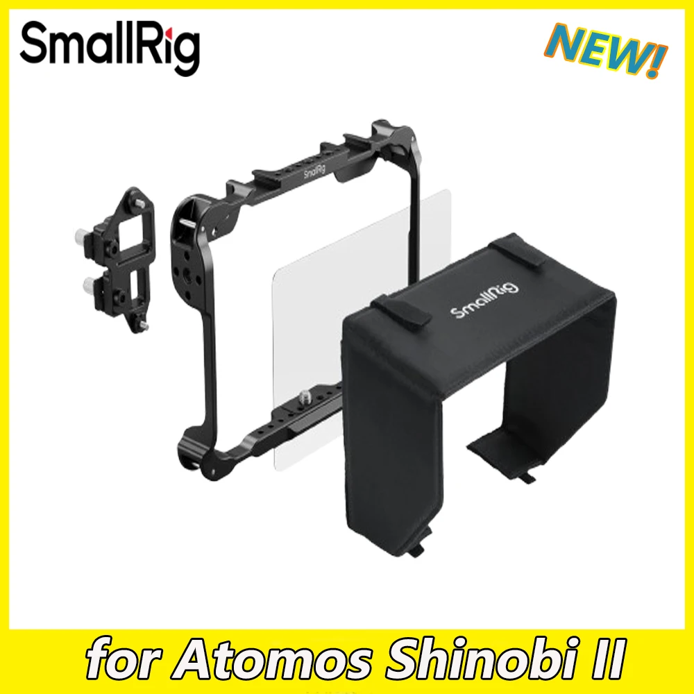 SmallRig Monitor Cage Kit for Atomos Shinobi II, with Sunhood and HDMI & USB-CCable Clamp and Screen Protector -5030