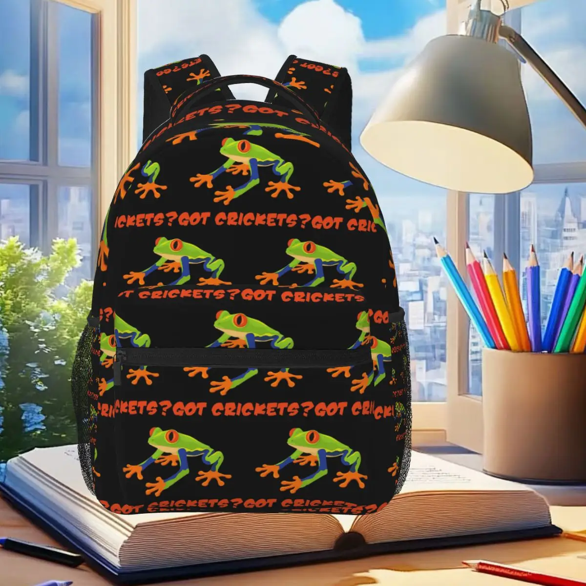 

Got Crickets Red Eyed Tree Frog Amphibian Product Backpack Student Boys Girls BookBag Kids School Bag Laptop Shoulder Bags