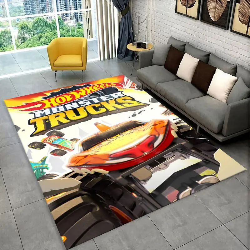 Racing Car H-Hot Wheels MOTO Non-Slip Area Rug for Living Room,Bedroom,Playroom,Soft Carpet Floor Mat Home Decor Rug  Room