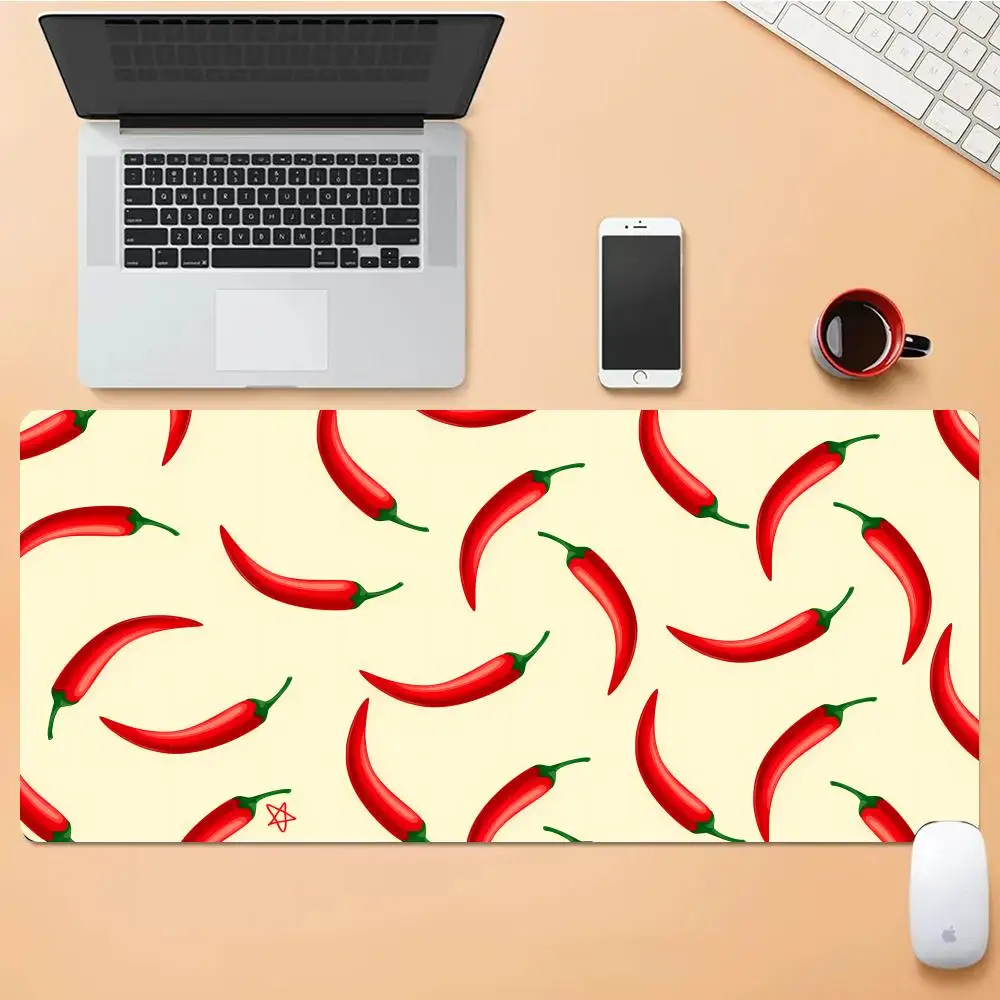 

Cartoon Chili Pepper Mouse Pad Desk Mouse Pad Cute HD Desk Pad Extended Gaming Keyboard Mats Large XXL Gamer Mousepad 90x40