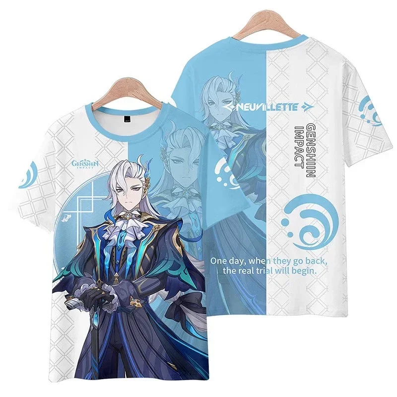 게임 Genshin Impact Neuvillette 코스프레 기모노 Neuvillette 의상 3D 프린트 하오리 망토 패션 파티 탑 streetwear 셔츠