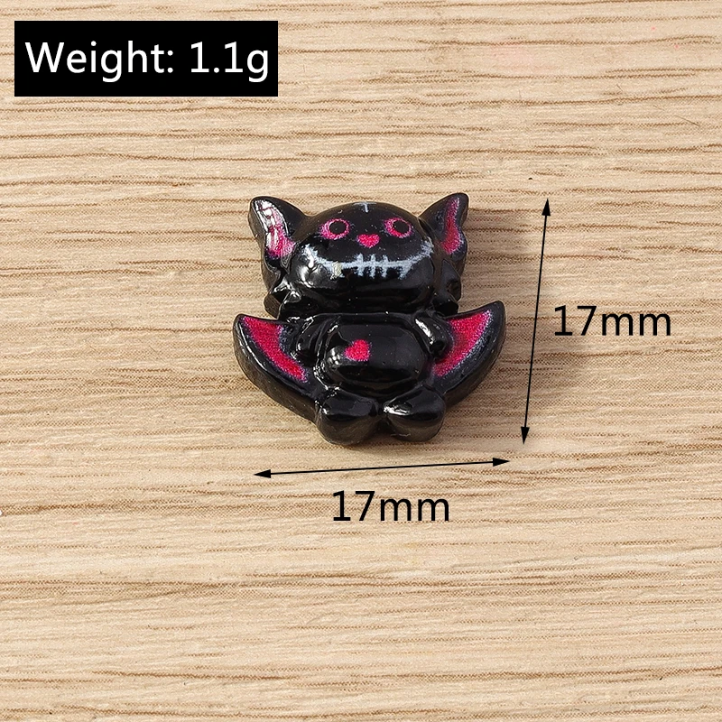Tusember 10 Stück Halloween-Anhänger aus Harz, flache Rückseite, Kawaii-Motiv: Mond, Spinne, Fledermaus, Kürbis, Geist für DIY-Nagelkunst, Haarspangen, Broschen-Dekoration – Detail 10