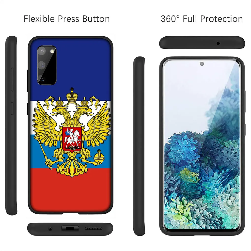 Czerwona miękka obudowa federacji rosyjskiej do Samsung Galaxy S23 S22 S21 S20 Fe Ultra S8 Plus A21S A71 A12 A13 S7 etui na telefon