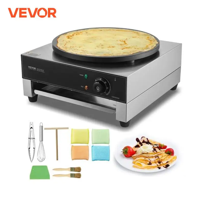 VEVOR Crêpière Électrique 40 cm, Appareil à Crêpes Commercial, Machine à Crêpes Antiadhésive, Plaque