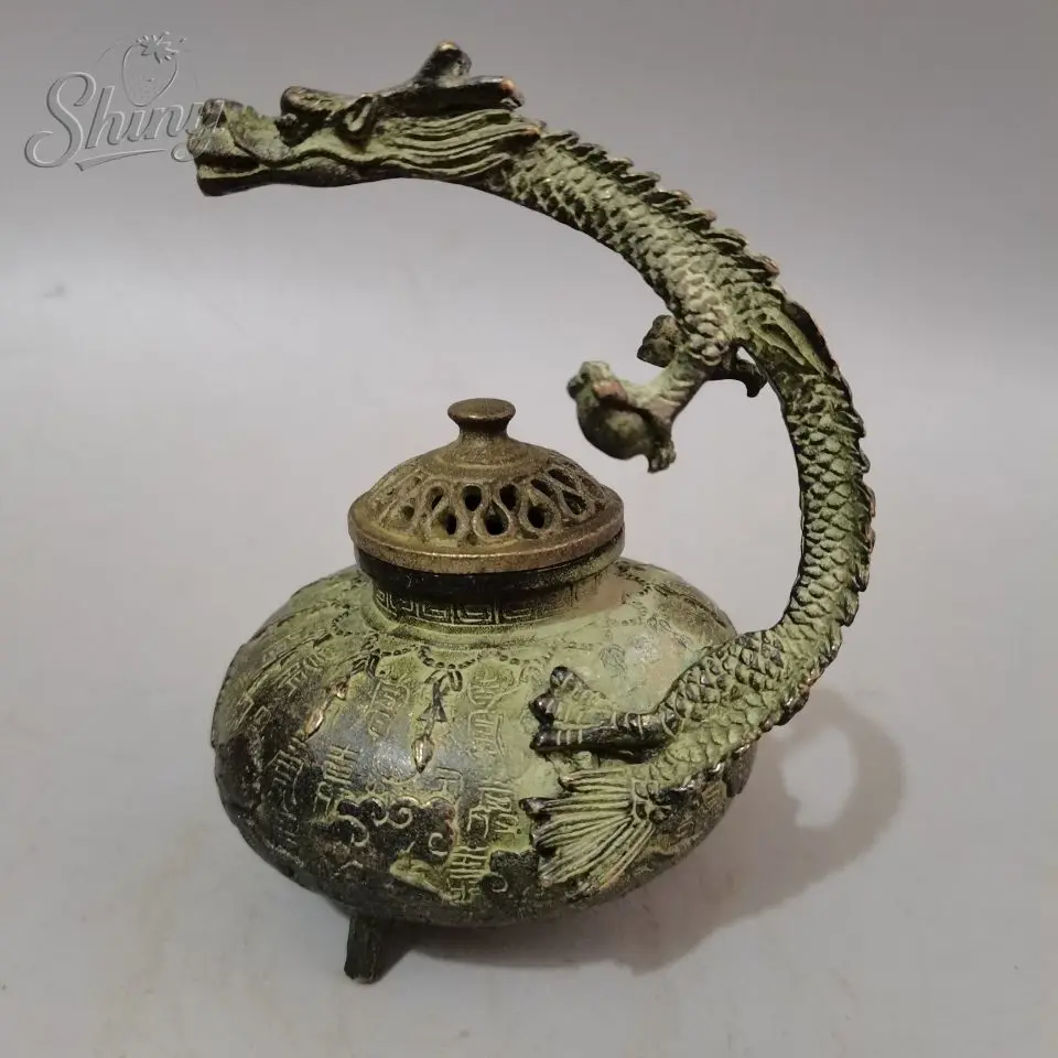 Antique Handicraft Baishou Dragon Incense Burner Statue for Living Room Decor Traditional Asian Theme Home Ornament