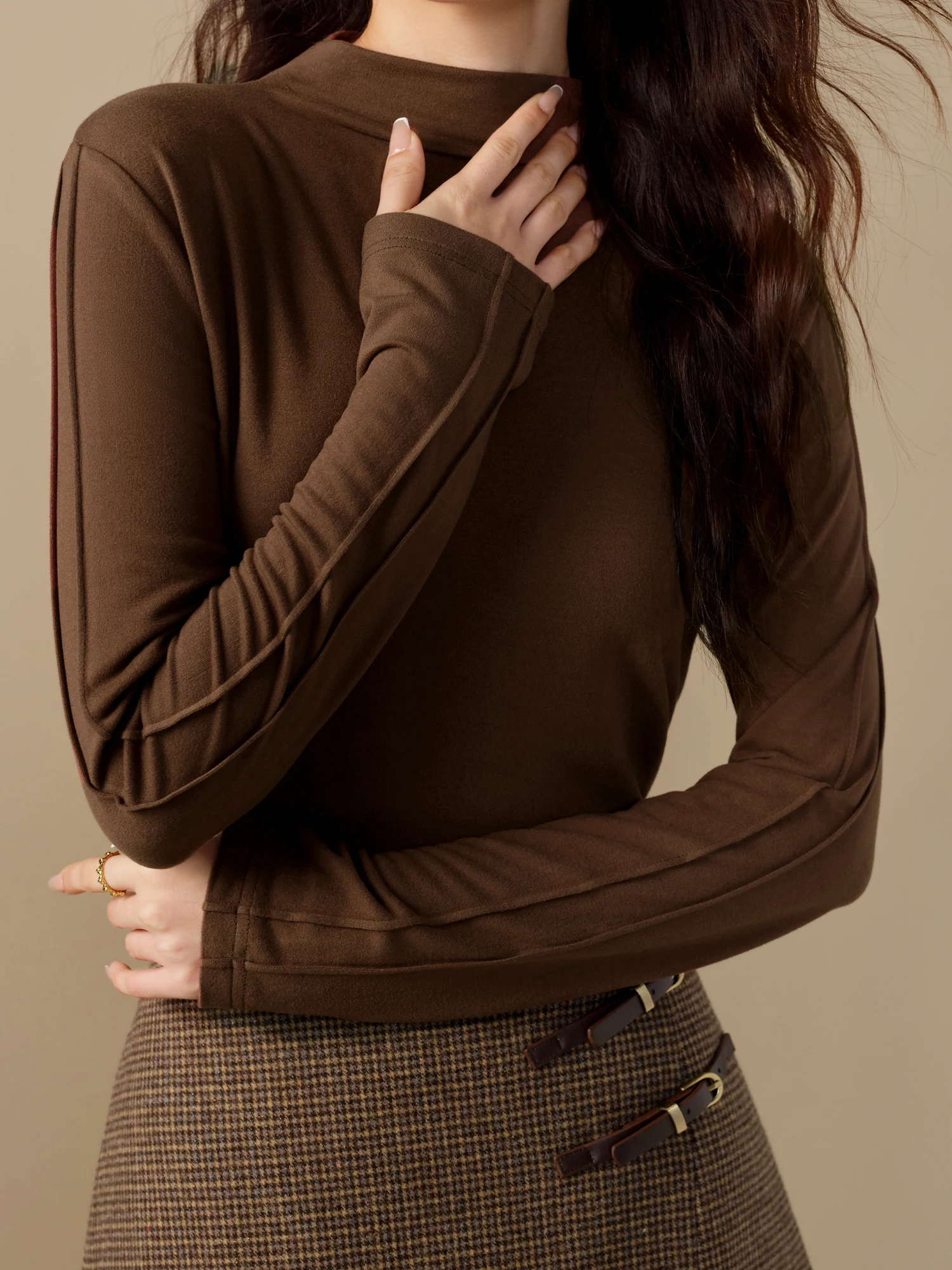DUSHUI-Pulôver quente de manga comprida feminino, suéteres de pescoço simulado, tops com todos os fósforos, inverno, 4 cores, 8,7% lã, 24DS84514