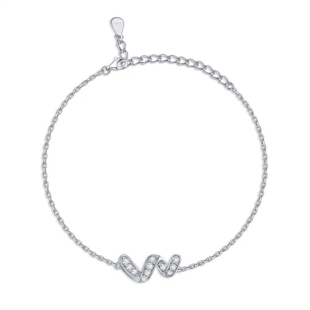 

925 Silver Women High Grade Fashion Dainty Bracelet Jewelry AAA Zircon Charm Bracelet